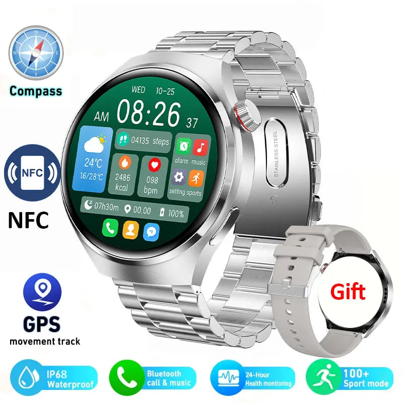 2024 New Smart Watch Heart Rate Health Monitor Bluetooth Call NFC GPS Tracker IP68 Waterproof Smartwatch Men for HUAWEI GT4 Pro