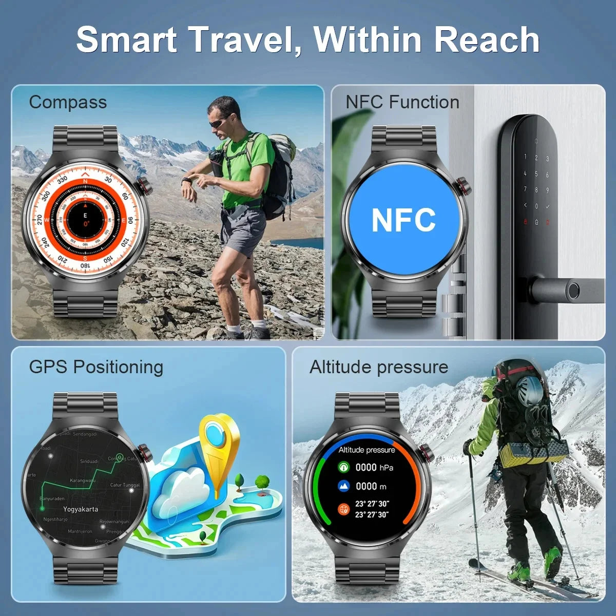 2024 New Smart Watch Heart Rate Health Monitor Bluetooth Call NFC GPS Tracker IP68 Waterproof Smartwatch Men for HUAWEI GT4 Pro