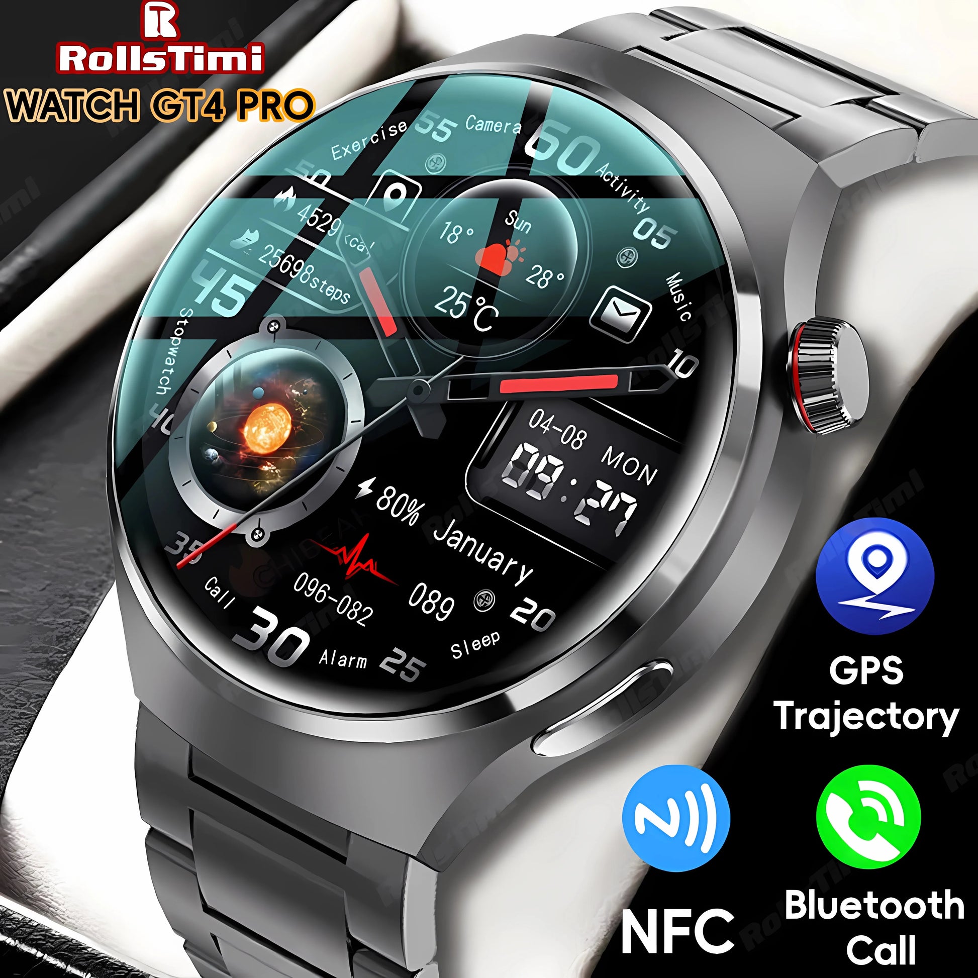 2024 New Smart Watch Heart Rate Health Monitor Bluetooth Call NFC GPS Tracker IP68 Waterproof Smartwatch Men for HUAWEI GT4 Pro