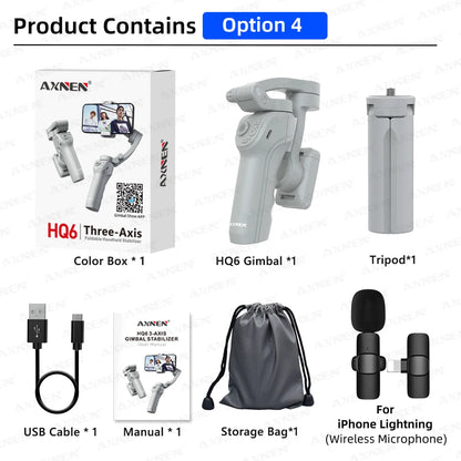 Smart 3-Axis Handheld Gimbal Stabilizer for Smartphone with Fill Light for Iphone Android Face Tracking Tiktok Vlog Kit